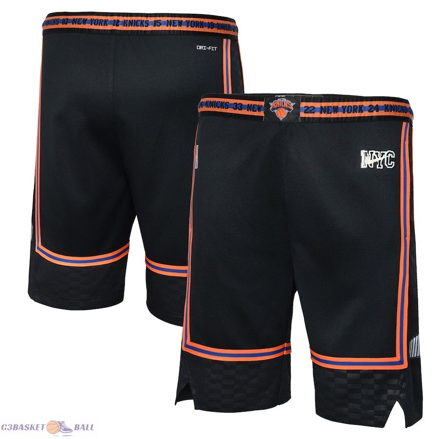 Youth New York Knicks Black 2021/22 City Edition Courtside Swingman Shorts