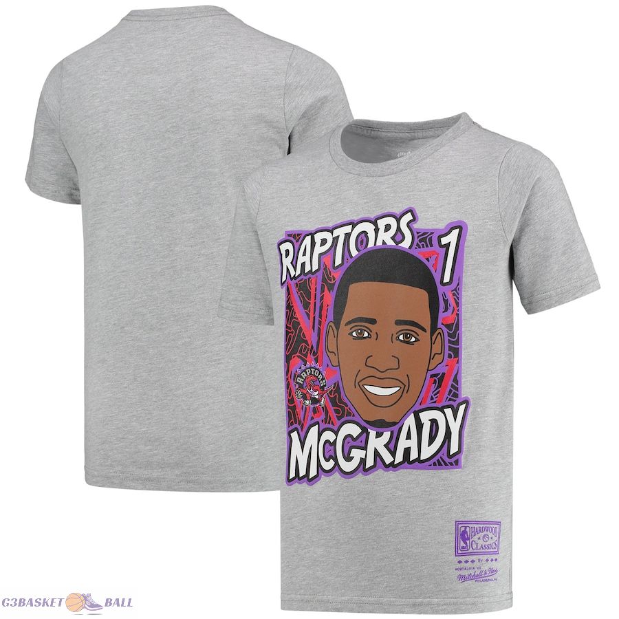 Youth Toronto Raptors Tracy McGrady Mitchell & Ness Gray Hardwood Classics King of the Court Player T-Shirt