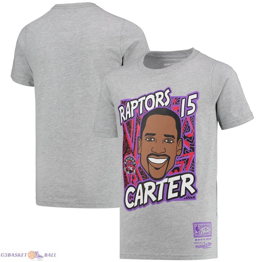 Youth Toronto Raptors Vince Carter Mitchell & Ness Gray Hardwood Classics King of the Court Player T-Shirt