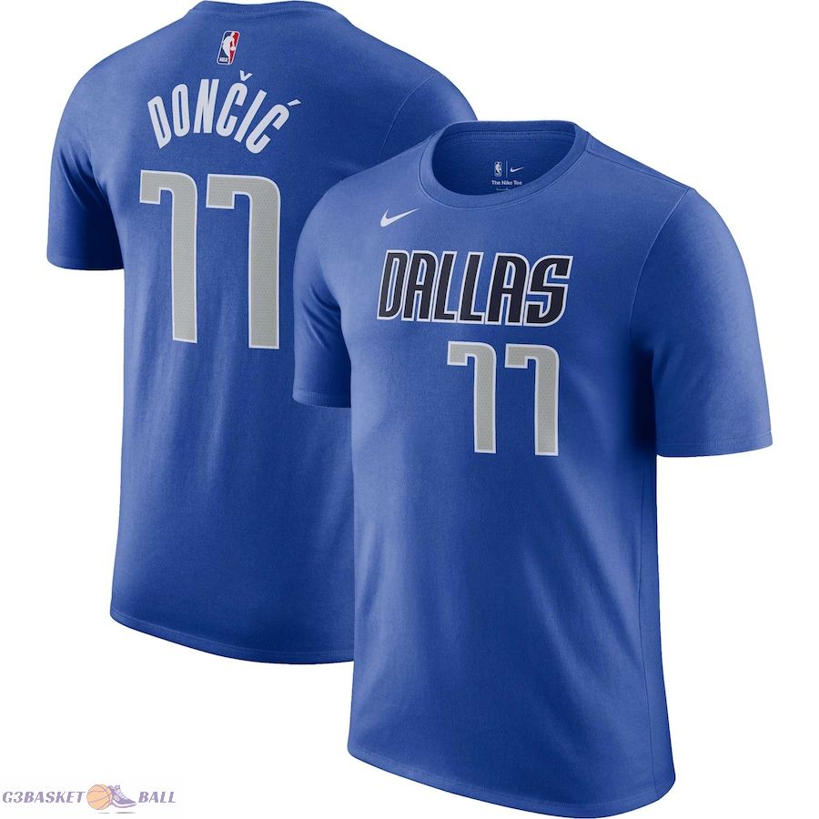 Men's Dallas Mavericks Luka Dončić Blue Icon 2022/23 Name & Number T-Shirt