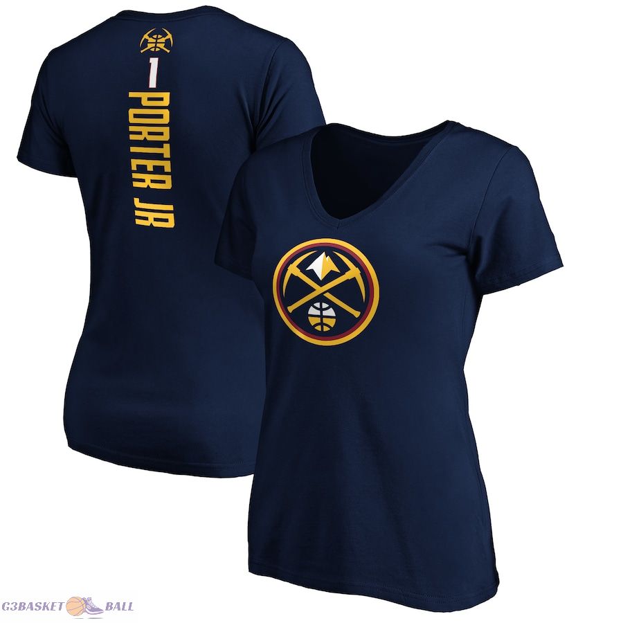 Women's Denver Nuggets Michael Porter Jr. Navy Playmaker Name & Number V-Neck T-Shirt