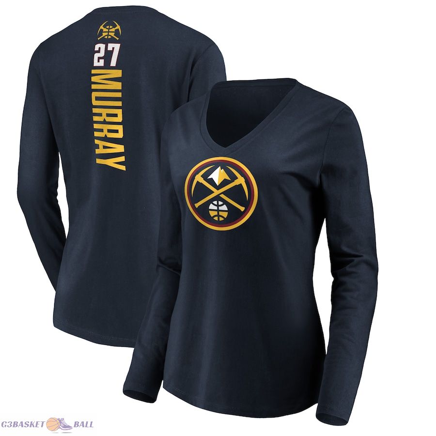 Women's Denver Nuggets Jamal Murray Navy Playmaker Name & Number Long Sleeve T-Shirt