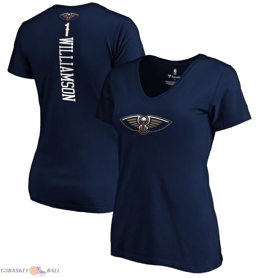 Women's New Orleans Pelicans Zion Williamson Navy Playmaker Name & Number V-Neck T-Shirt