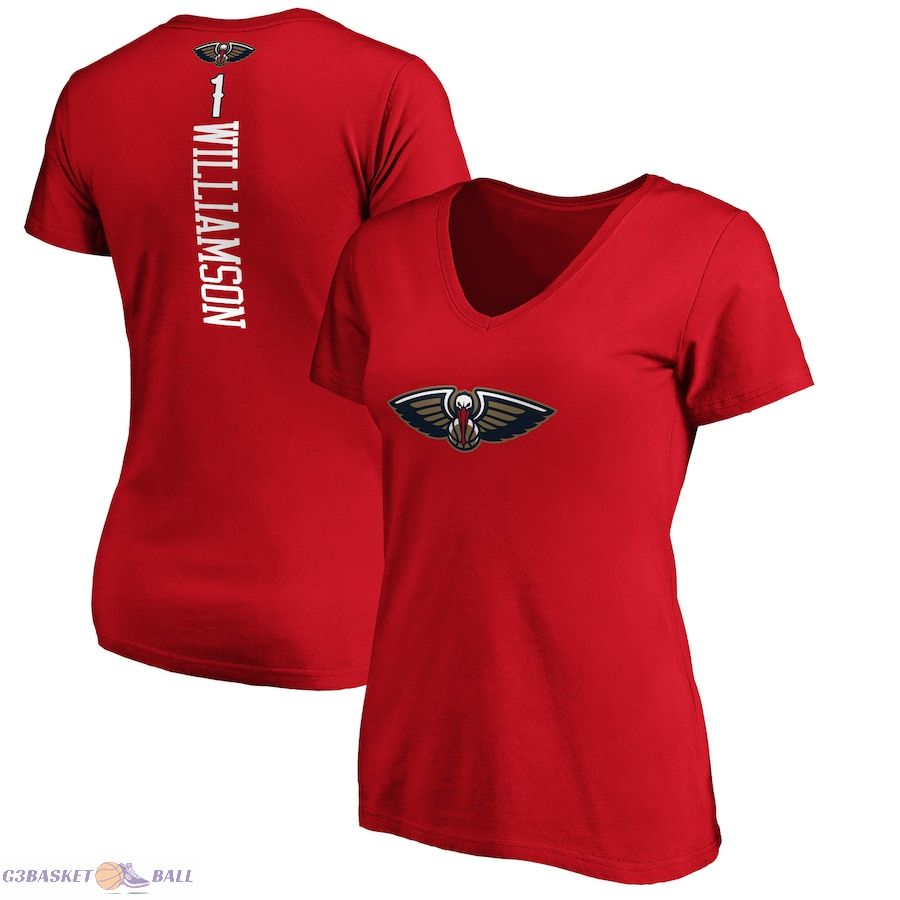 Women's New Orleans Pelicans Zion Williamson Red Playmaker Name & Number V-Neck T-Shirt