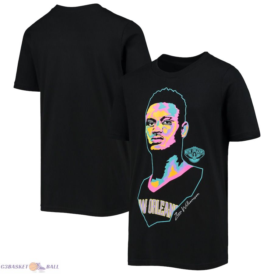 Youth New Orleans Pelicans Zion Williamson Black Artist Series T-Shirt