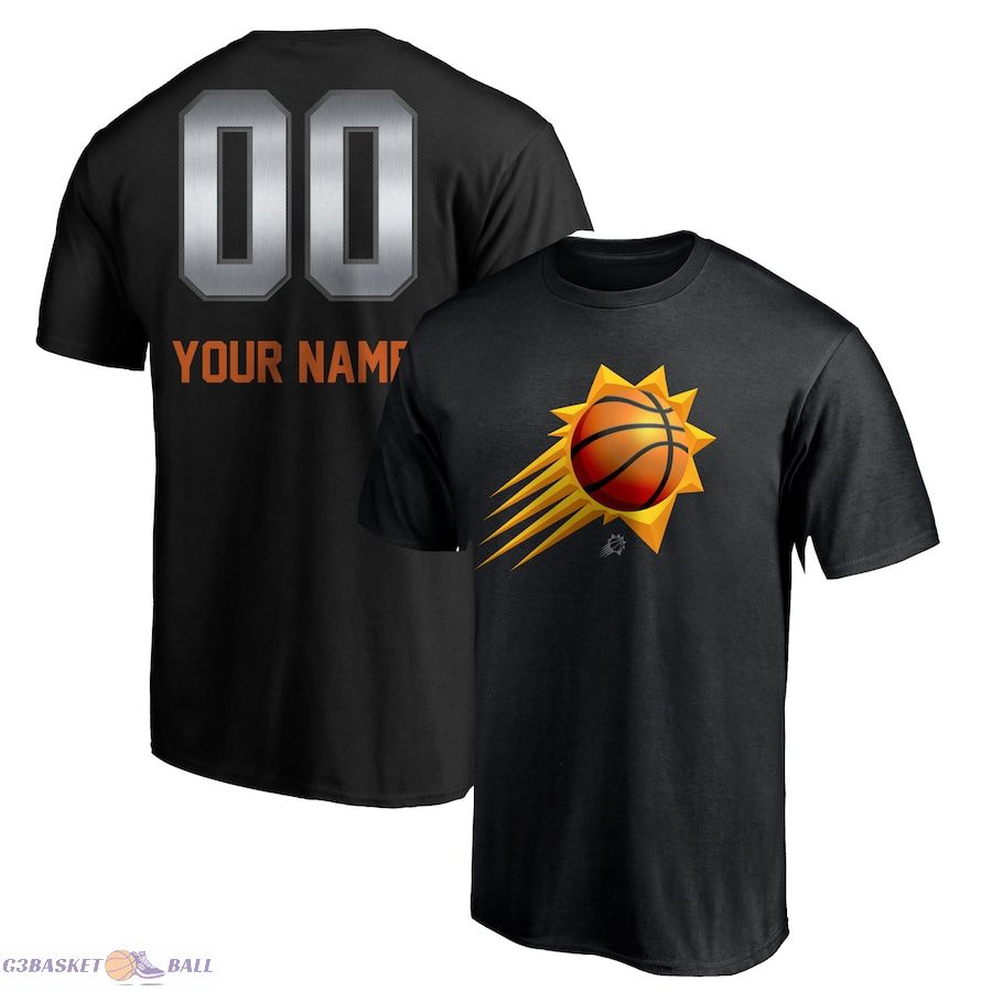 Men's Phoenix Suns Black Midnight Mascot Personalized Name & Number T-Shirt